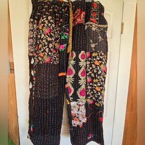 Embroidered Black Kantha Pants